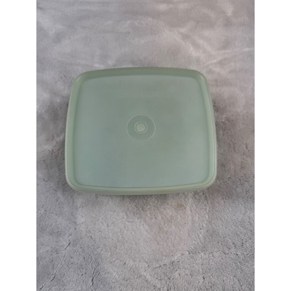Vintage Tupperware Seafoam Green Square Bowl with Lid 511-7 Made in USA 5.5 Inch